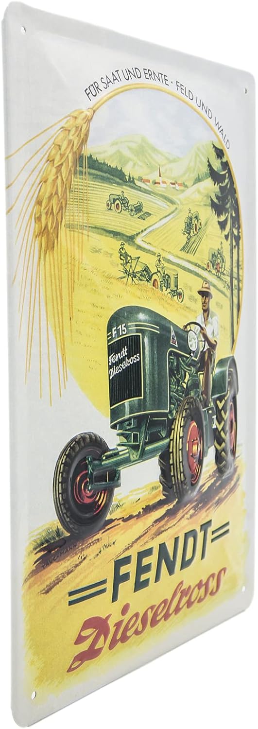 Blechschild FENDT Dieselross, Werbeschild, 30 x 20 cm