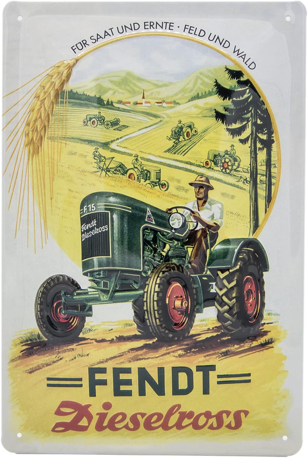 Blechschild FENDT Dieselross, Werbeschild, 30 x 20 cm