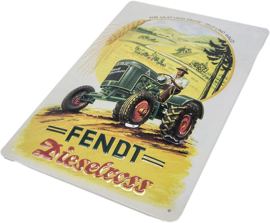 Blechschild FENDT Dieselross, Werbeschild, 30 x 20 cm