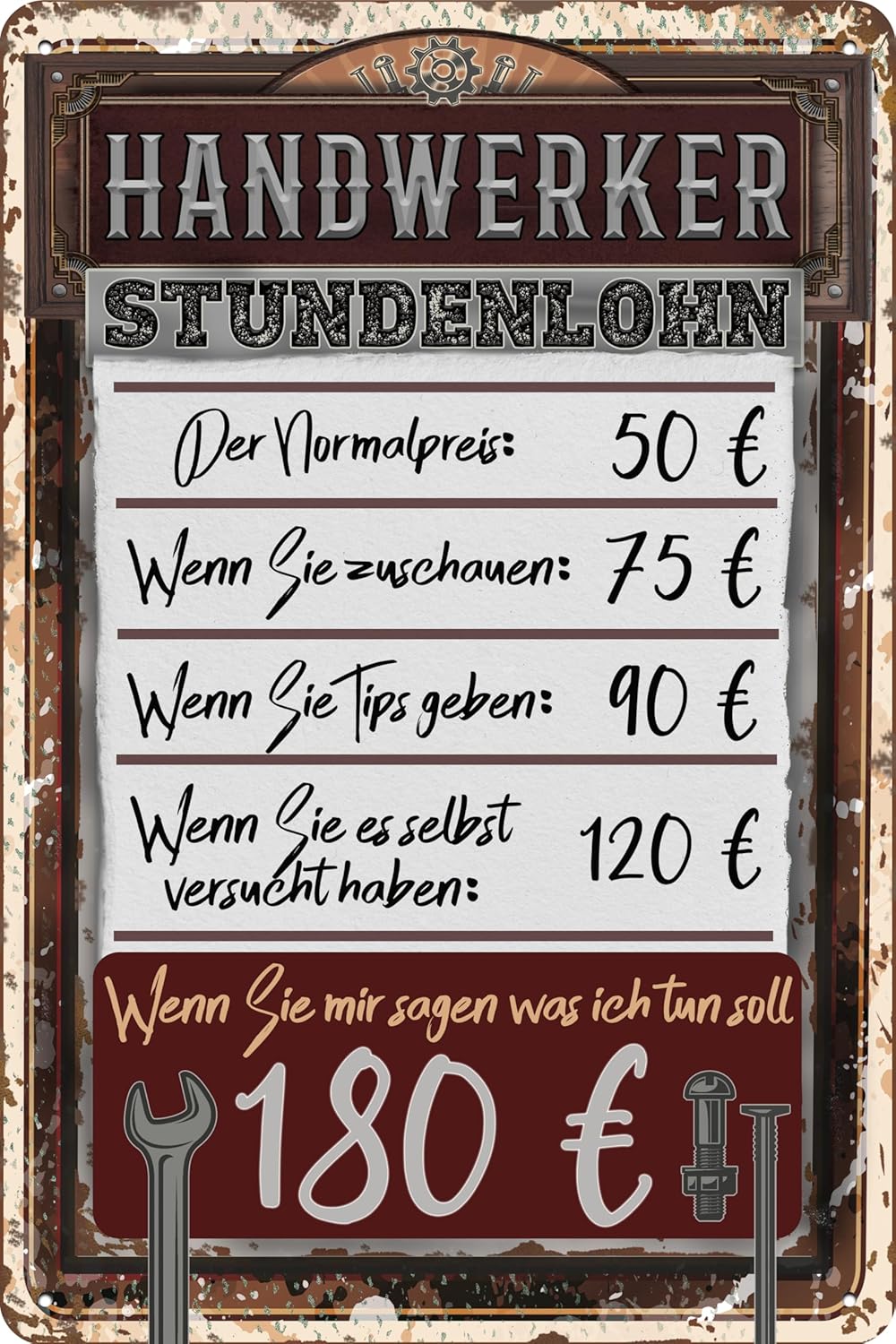 Handwerker Stundenlohn - Schildliebe