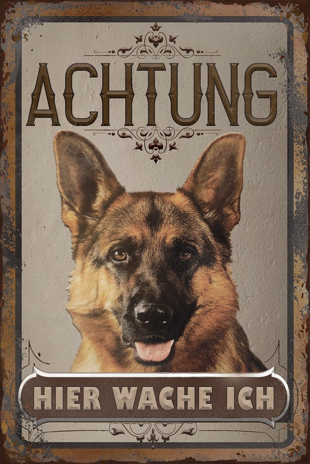 Hier wache ich Schäferhund Blechschild - Schildliebe