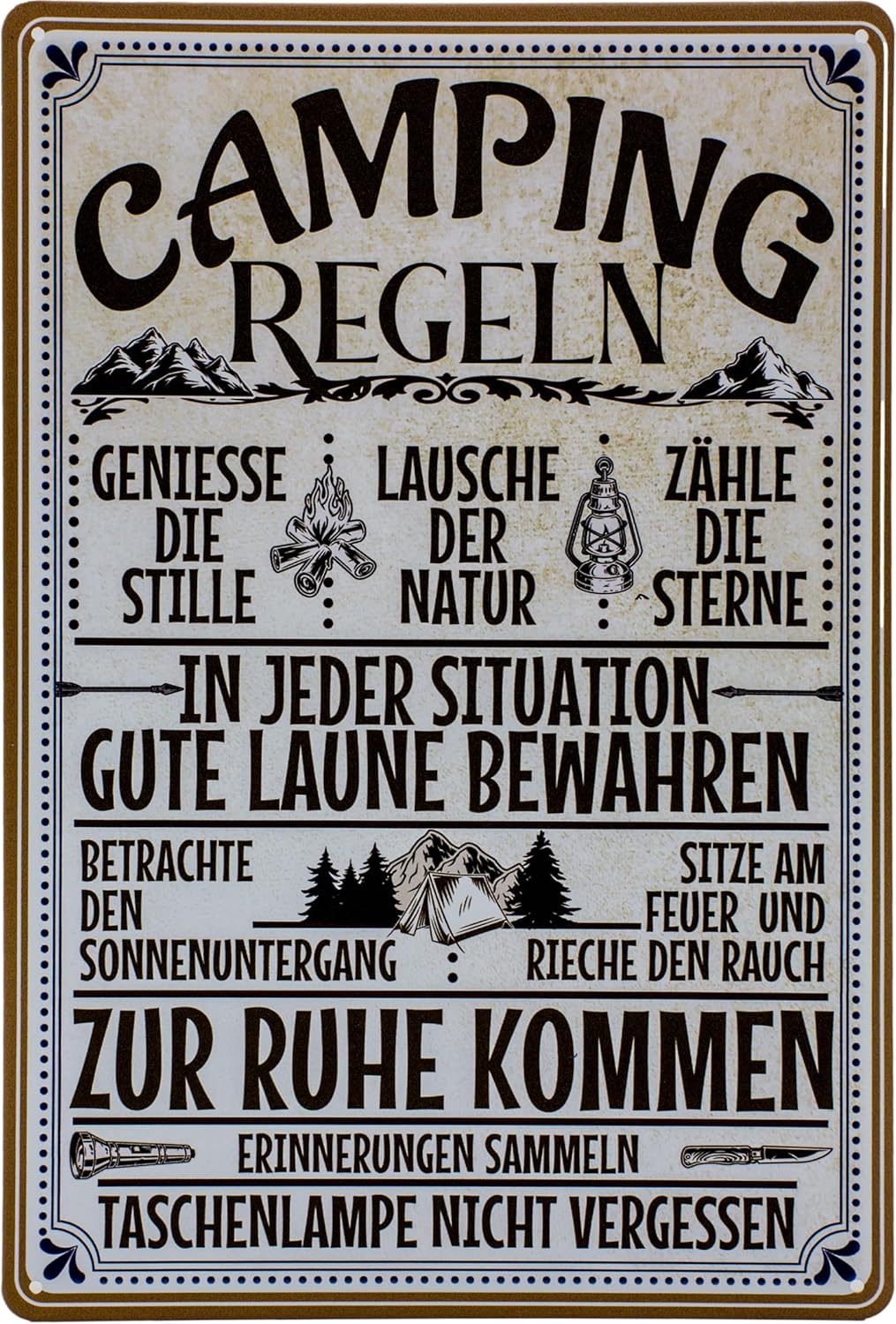 Campingregeln Blechschild - Schildliebe